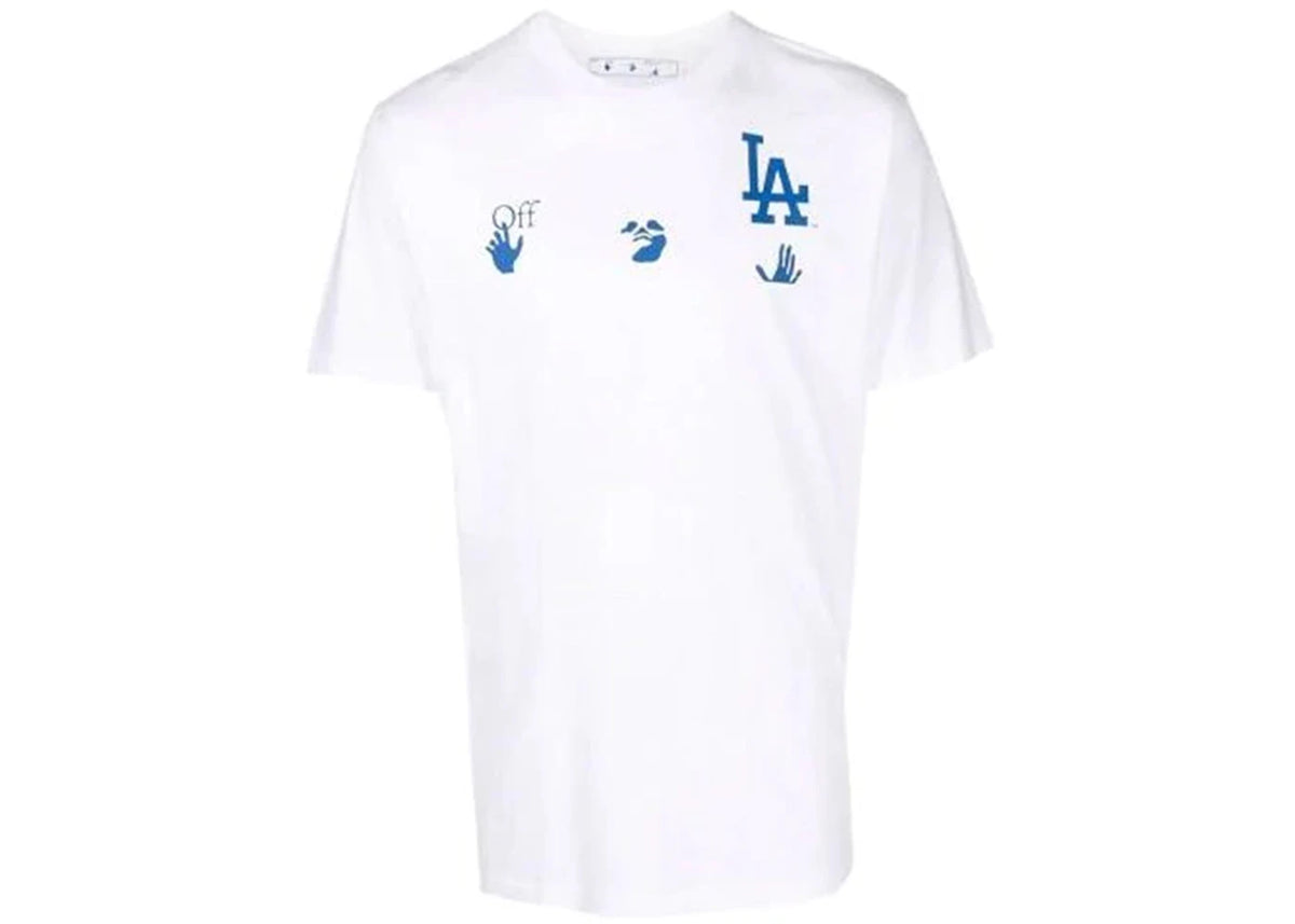 OFF-WHITE x MLB Los Angeles Dodgers T-Shirt Creme/Blau - vue 360