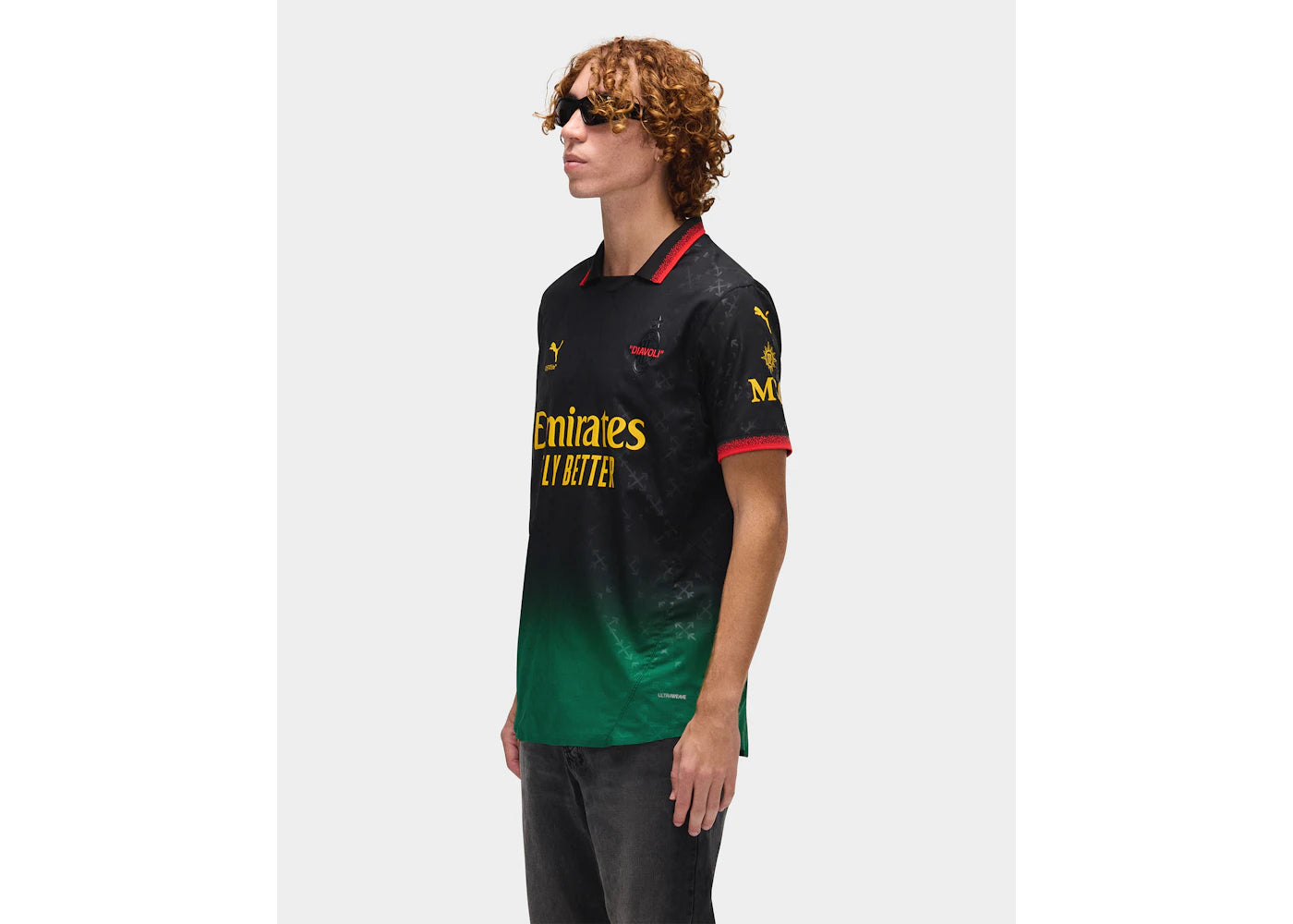 OFF-WHITE x Puma AC Milan Authentic Jersey Black/Power Green