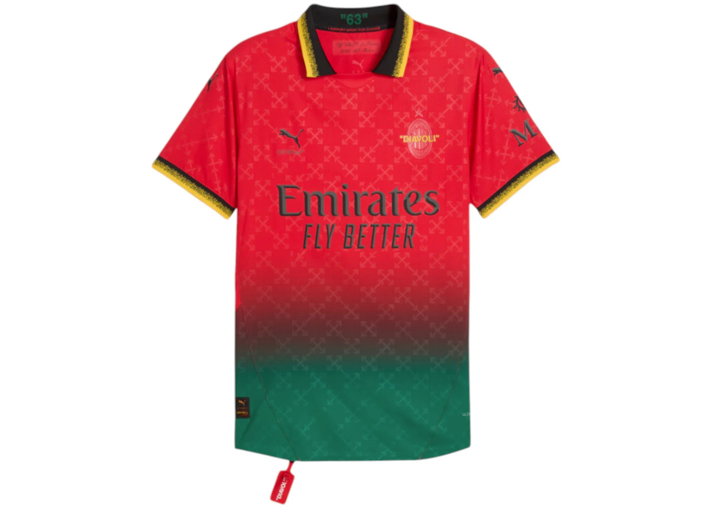 OFF-WHITE x Puma AC Milan Authentic Jersey Red/Black - vue 360