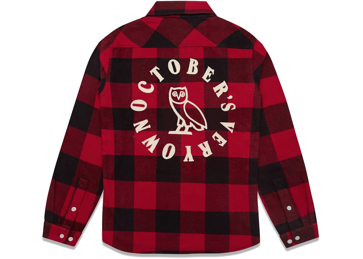 OVO Buffalo Plaid Flannel Shirt Red - vue 360