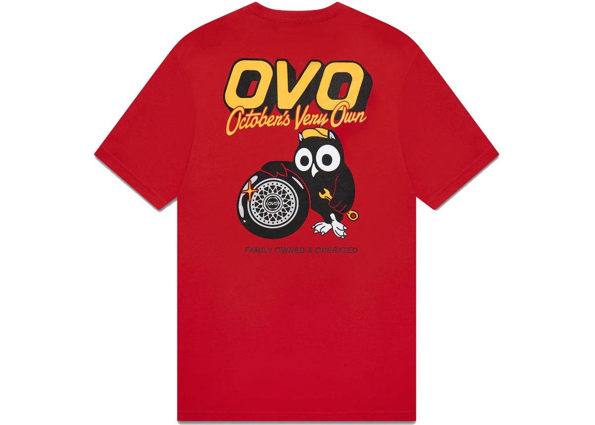 OVO Mechanic Owl T-shirt Red - vue secondaire A