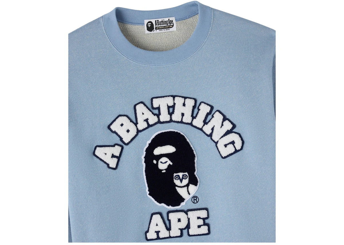 OVO x BAPE Denim Fleece College Crewneck Light Indigo - vue secondaire B