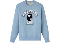 OVO x BAPE Denim Fleece College Crewneck Light Indigo