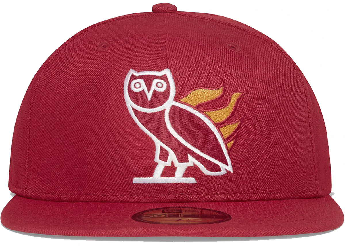 OVO x NBA Heat New Era 59Fifty Fitted Hat Red - vue 360