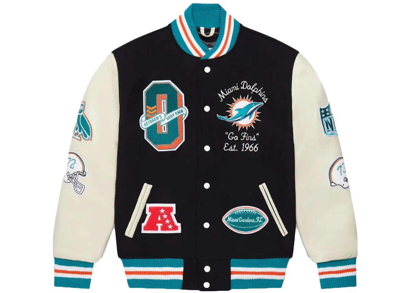 OVO x NFL Miami Dolphins Varsity Jacket Black - vue secondaire A