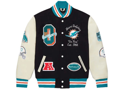 OVO x NFL Miami Dolphins Varsity Jacket Black - apparel view 2