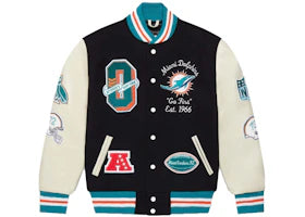 OVO x NFL Miami Dolphins Varsity Jacket Black - vue 360