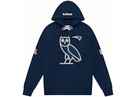 OVO x NFL New England Patriots OG Hoodie Blue - vue 360