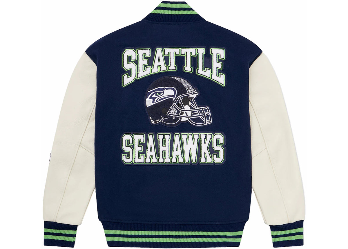 OVO x NFL Seattle Seahawks Varsity Jacket Blue - vue secondaire B