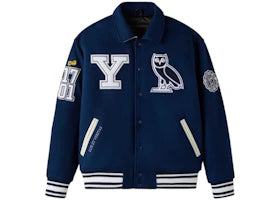 OVO x Yale Campus Varsity Jacket Blue - vue 360