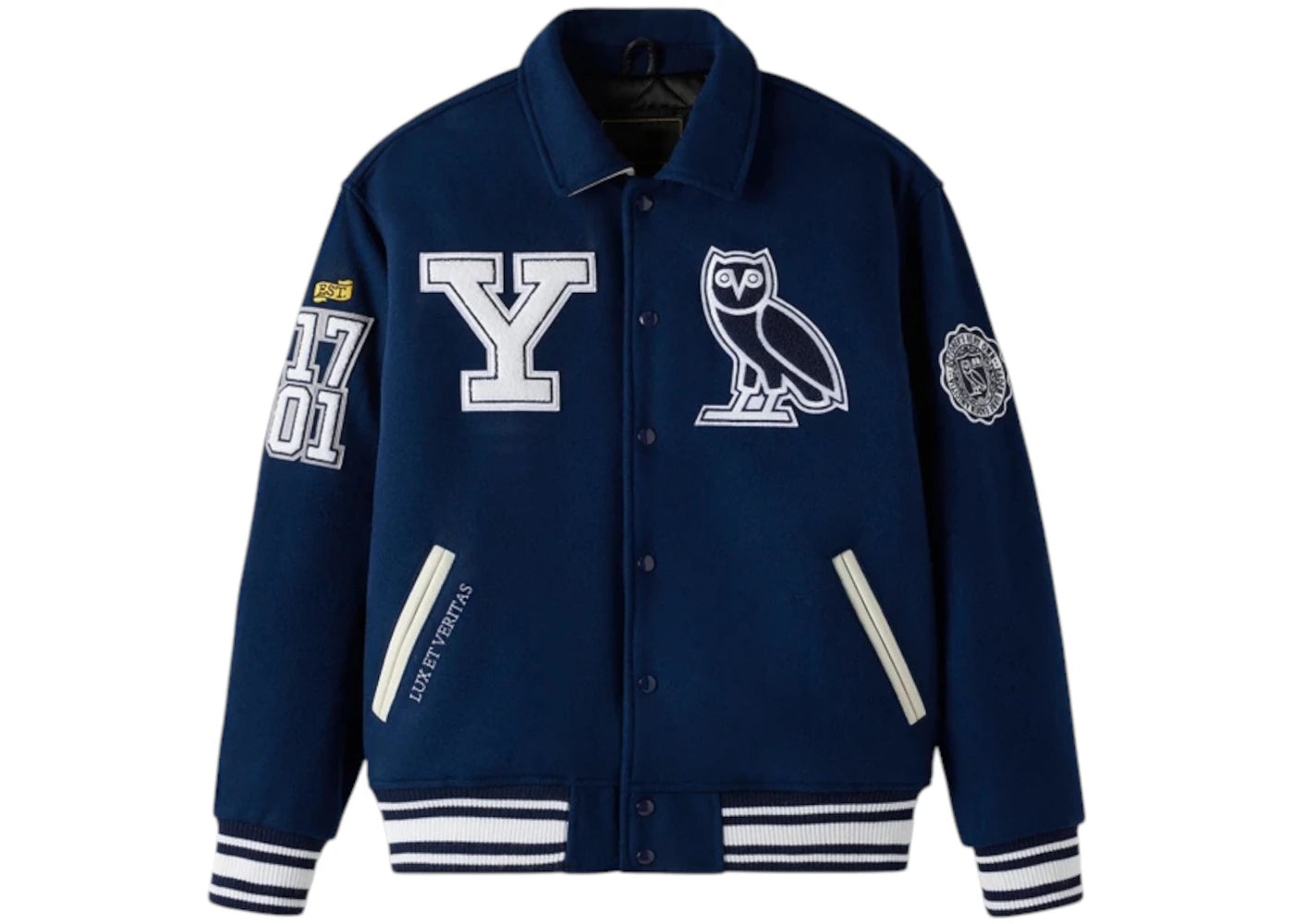 OVO x Yale Campus Varsity Jacket Blue - vue secondaire A