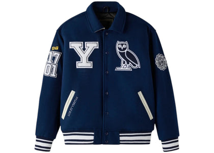 OVO x Yale Campus Varsity Jacket Blue - apparel view 2