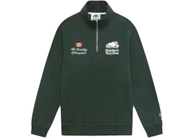 OVO x Roots Half Zip Sweatshirt Green - vue 360