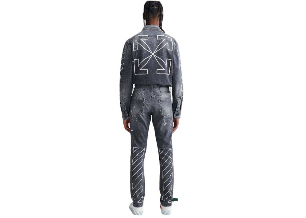OFF-WHITE Diag Outline Paint Skinny Jean Vintage Grey/White - vue secondaire B