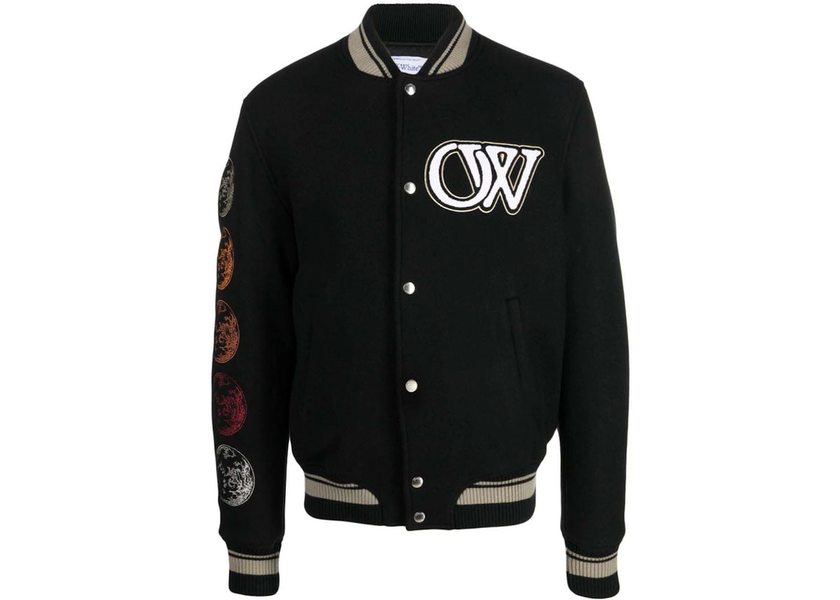 OFF-WHITE Logo-Applique Bomber Jacket Black - vue 360