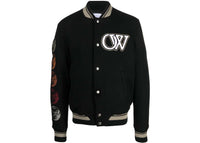 OFF-WHITE Logo-Applique Bomber Jacket Black