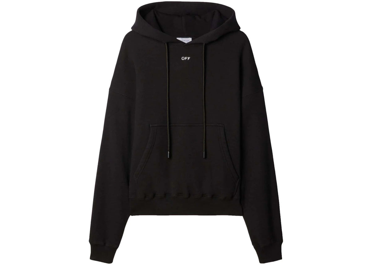 OFF-WHITE Logo-Print Cotton Hoodie Black - vue secondaire A