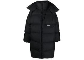 OFF-WHITE Logo-Print Puffer Coat Black - authentic OFF-WHITE product
