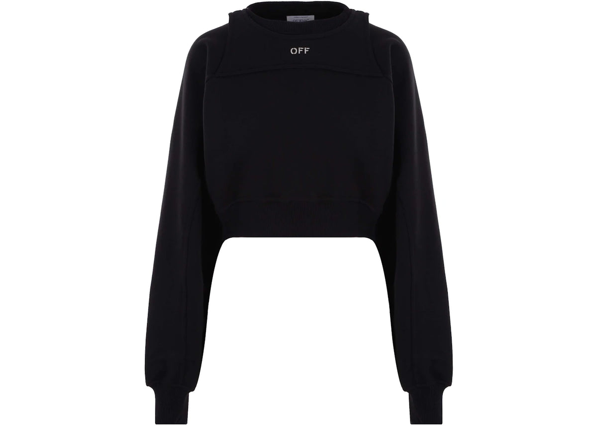 OFF-WHITE Off Jersey Cropped Sweatshirt with Bolero Insert Black - vue 360