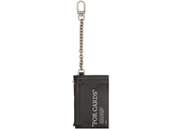 Off-White Schlüsselanhänger-Kartenetui mit Buchmotiv, schwarz