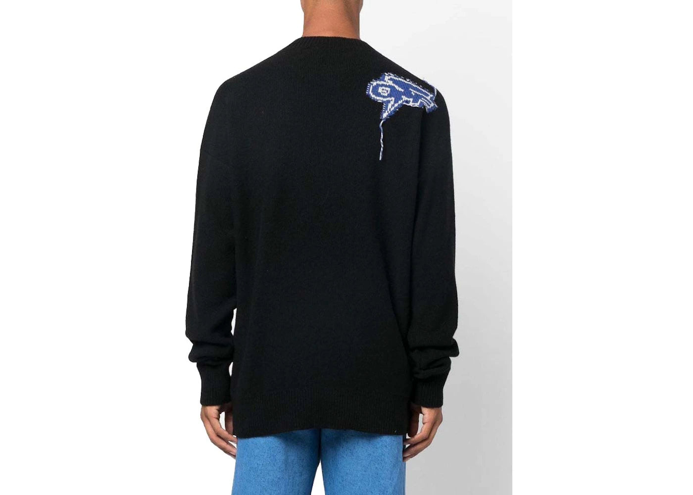 OFF-WHITE Thund ARR Chunky Knit Crewneck Black Peacock - vue secondaire B
