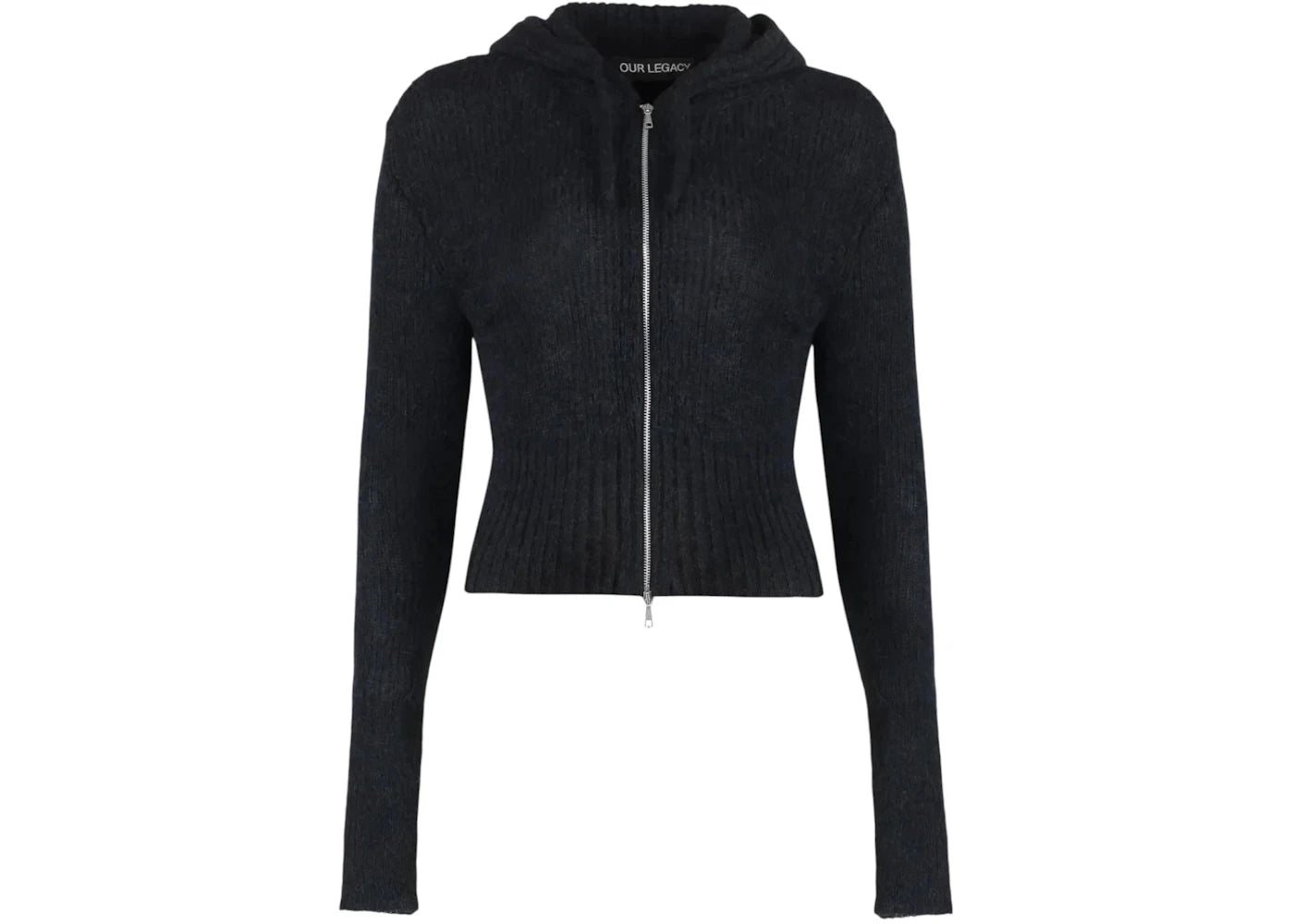 Our Legacy Women's Compact Zipper Hoodie Black Fuzzy Alpaca - vue 360