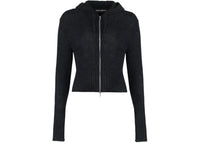 Our Legacy Women's Compact Zipper Hoodie Black Fuzzy Alpaca