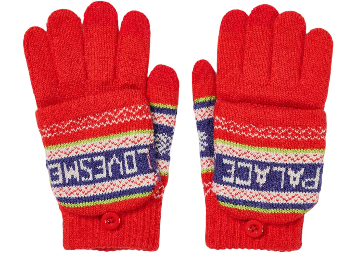 Palace Loves Me Knitted Gloves Red - vue secondaire B
