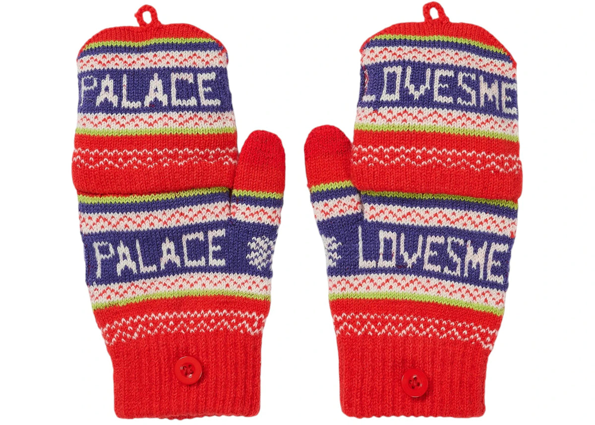 Palace Loves Me Knitted Gloves Red - vue secondaire A
