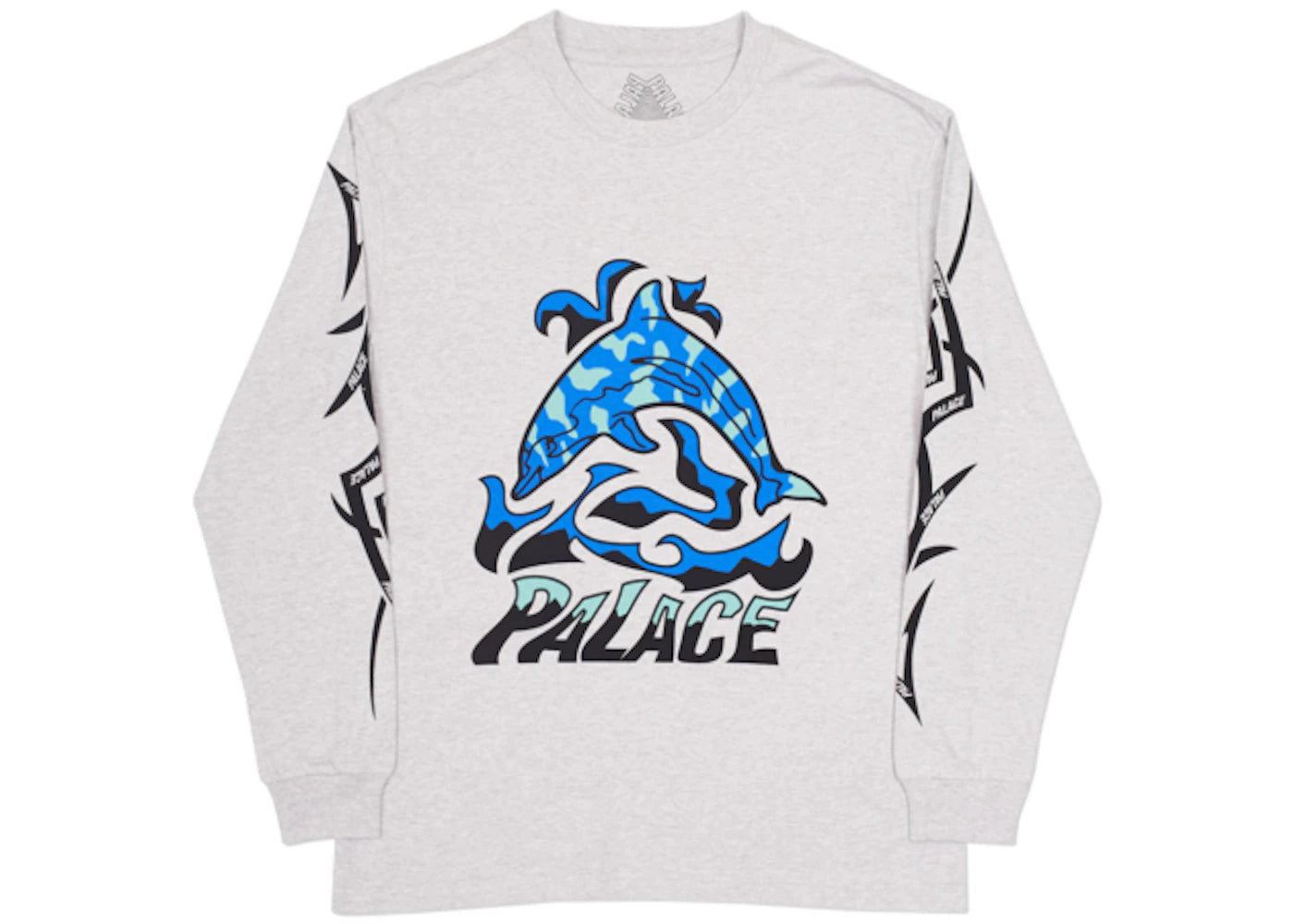 Palace Sketchy Dolphin Longsleeve Grey Marl/Blue/Black - vue secondaire A