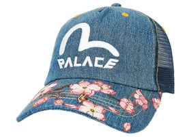 Palace x Evisu Denim Mesh Trucker Cap Stone Wash - vue 360