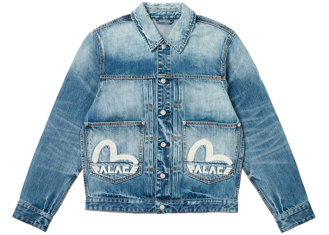 Palace x Evisu Dice Denim Jacket Light Wash - vue 360