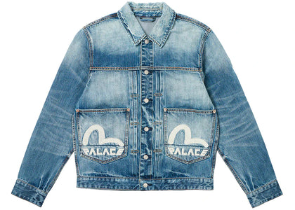 Palace x Evisu Dice Denim Jacket Light Wash - authentic Palace apparel