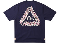 Palace x Evisu Heavy Wash T-Shirt Navy
