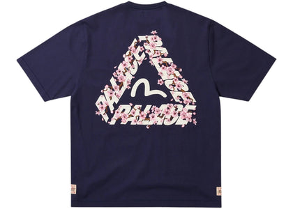 Palace x Evisu Heavy Wash T-Shirt Navy - authentic Palace apparel