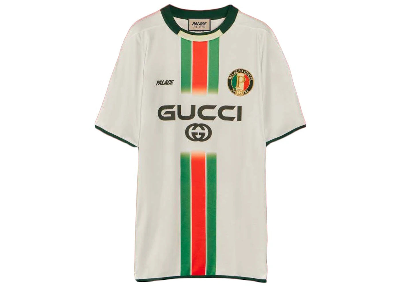 Palace x Gucci Printed Football Technical Jersey T-shirt White - vue secondaire A