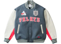 Palace x Nike England Varsity Jacket Cool Grey/White/Bright Crimson