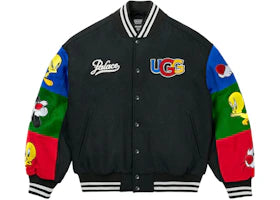 Palace x UGG Looney Tunes Varsity Jacket Black - vue 360