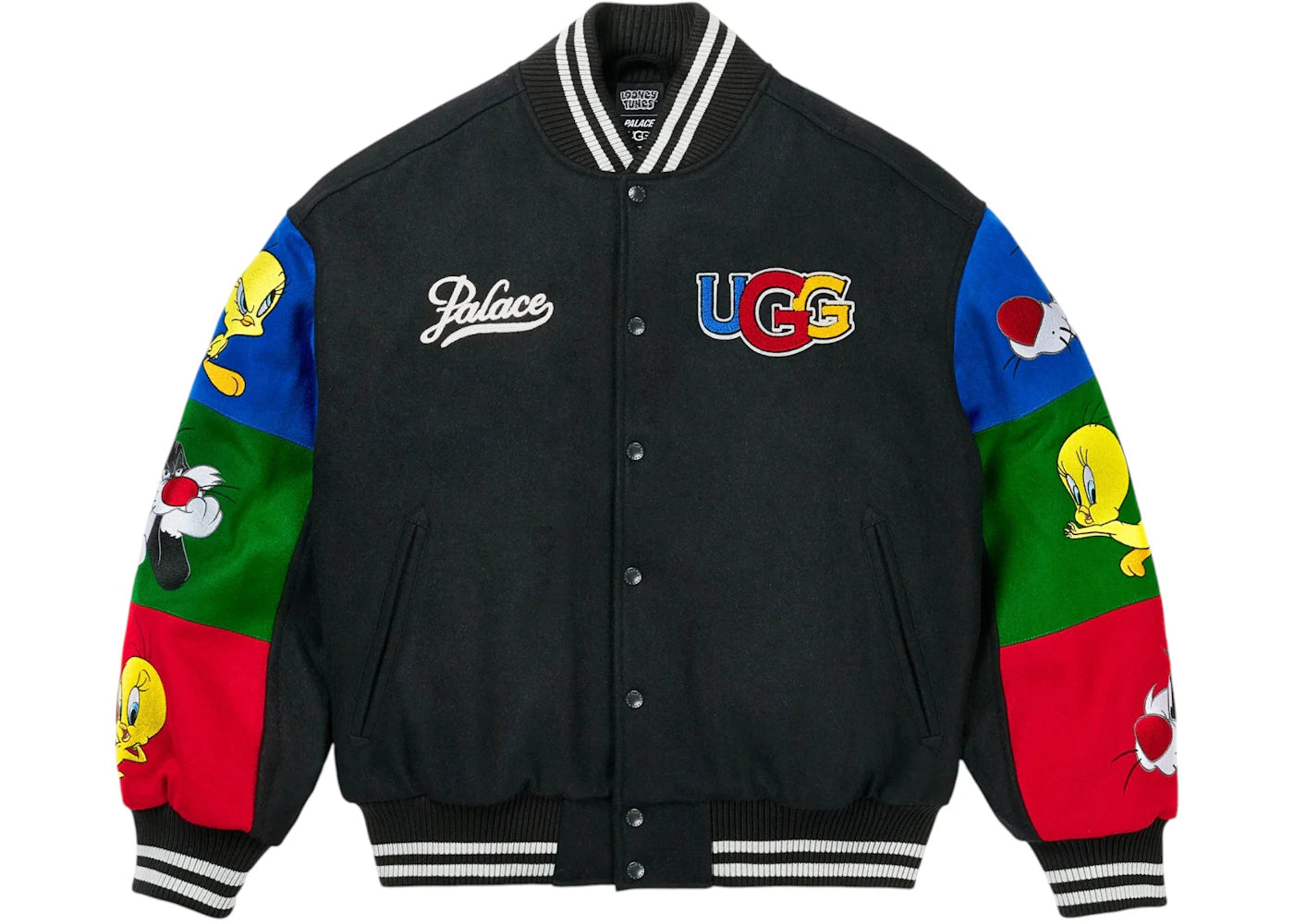 Palace x UGG Looney Tunes Varsity Jacket Black - vue secondaire A