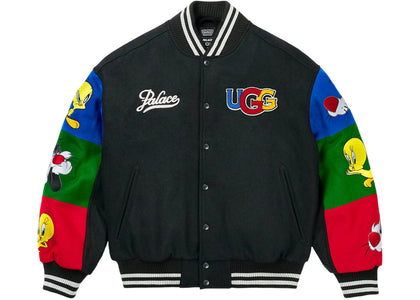 Palace x UGG Looney Tunes Varsity Jacket Black - apparel view 2