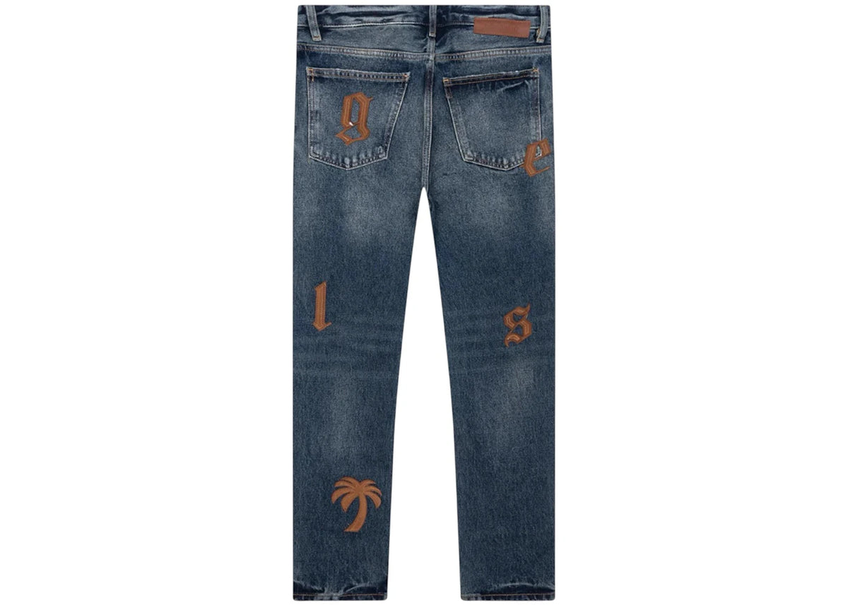 Palm Angels 5 Pocket Patch Straight Jeans Blue/Brown - vue secondaire B