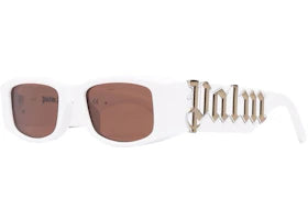 Palm Angels Angel Rectangle Frame Sunglasses White Brown (PERI001Y21PLA0010160) - vue 360