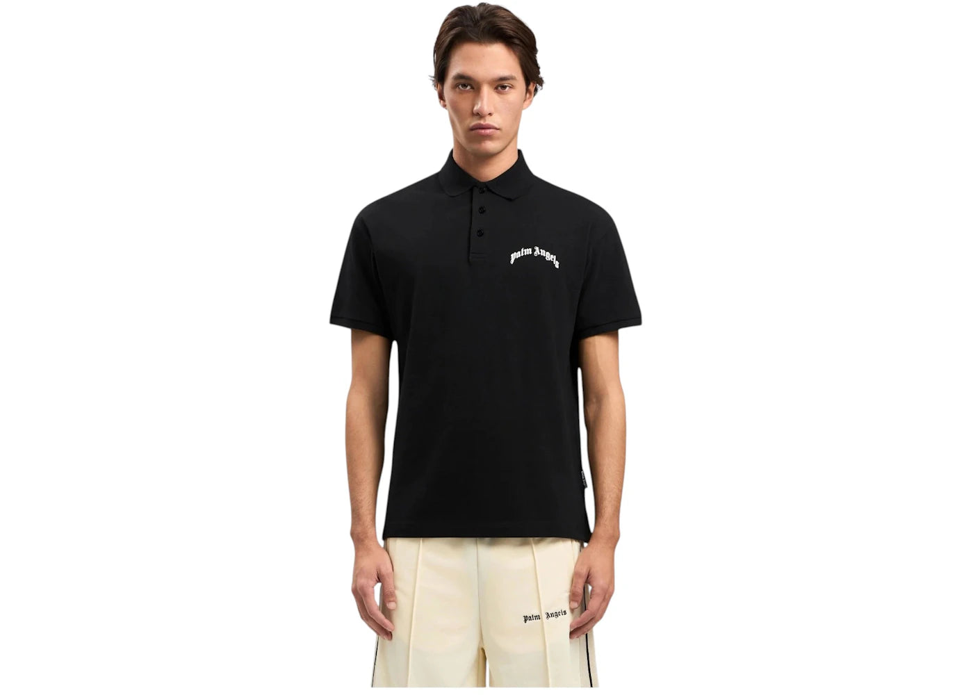 Palm Angels Back Curved Logo S/S Polo Black - vue secondaire B