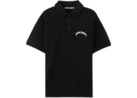 Palm Angels Back Curved Logo S/S Polo Black - vue 360