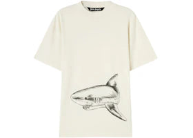 Palm Angels Broken Shark Classic T-Shirt Butter/Black - authentic Palm Angels apparel