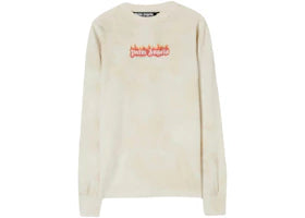 Palm Angels Burning Logo Classic Longsleeve T-shirt Off White/Black (FW22) - vue 360