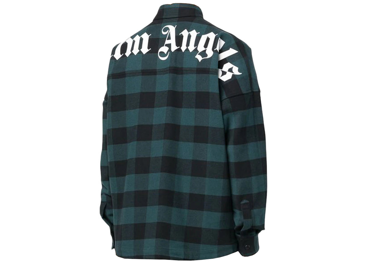 Palm Angels Classic Logo Overshirt Green/White - vue secondaire B