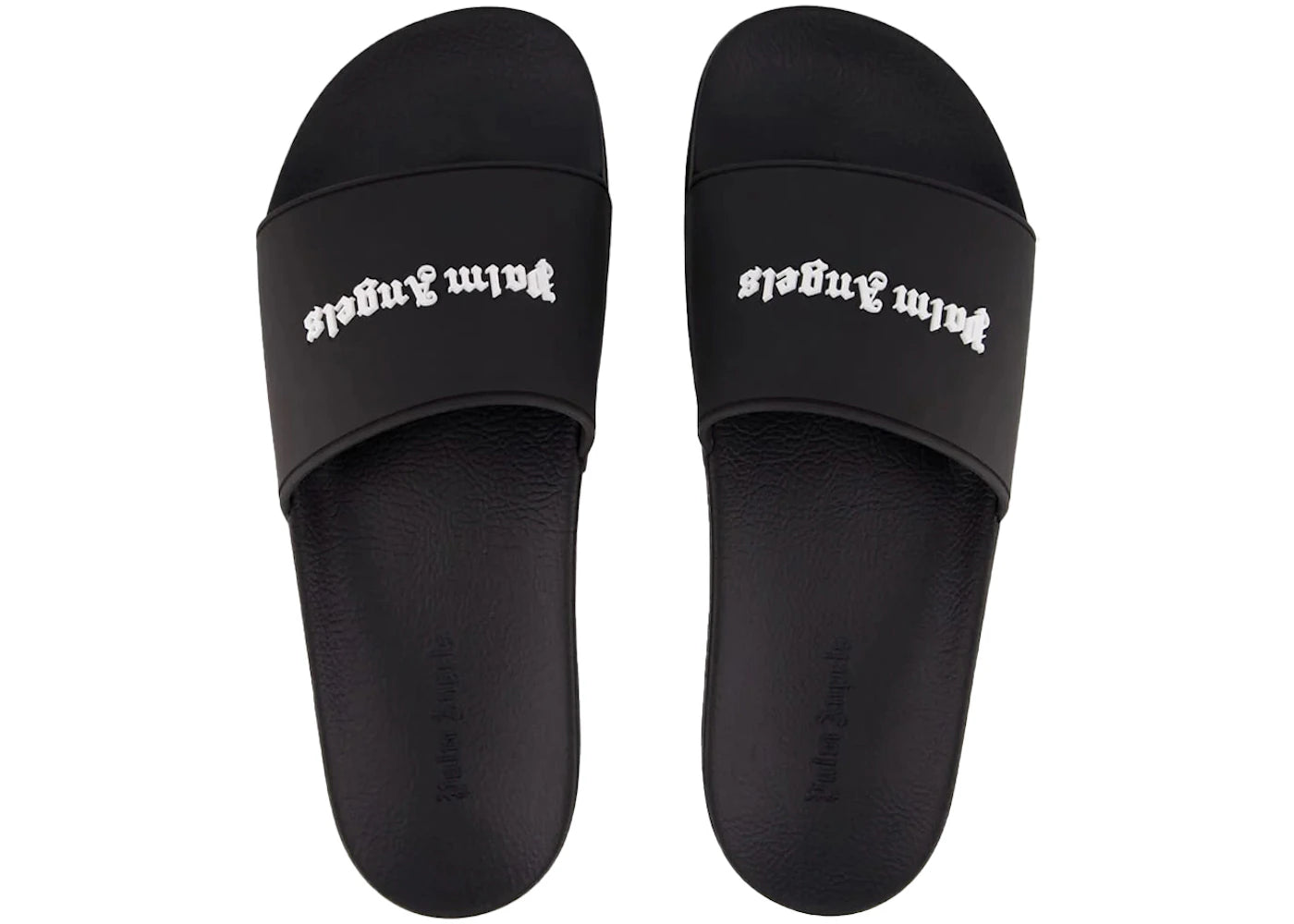 Palm Angels Classic Logo Pool Slides Black White - vue secondaire A