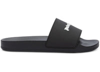 Palm Angels Classic Logo Pool Slides Black White