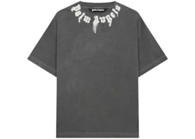Palm Angels Curved Logo Graffiti T-shirt Grey